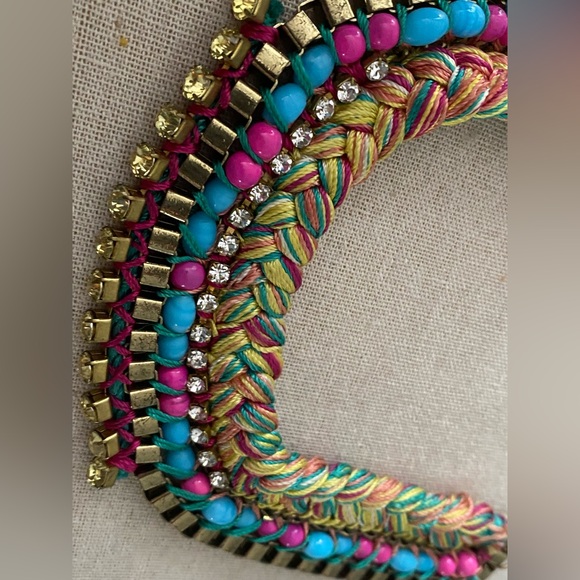 Colorful Boho Braided Rope Statement Necklace - Picture 6 of 6